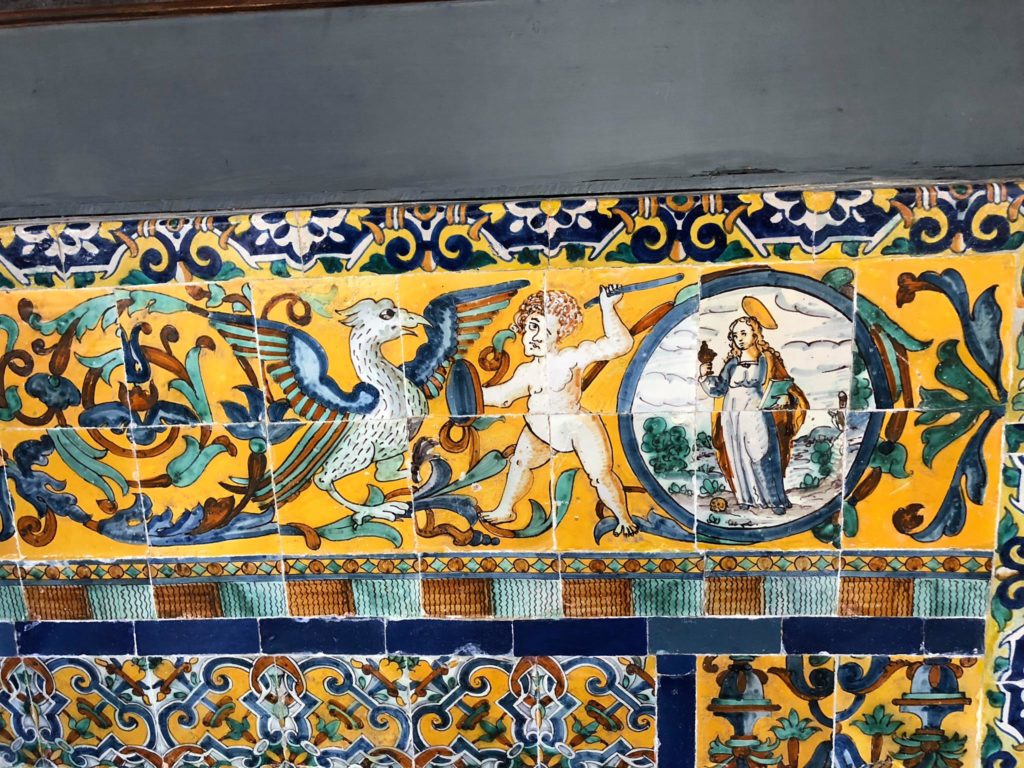 Tiled wall in the side entry to San Francisco Iglesia.