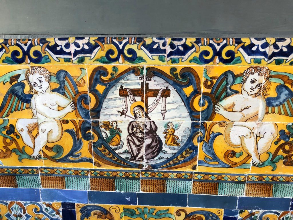 Panel in the San Francisco church side entrance — in Lima, Peru.